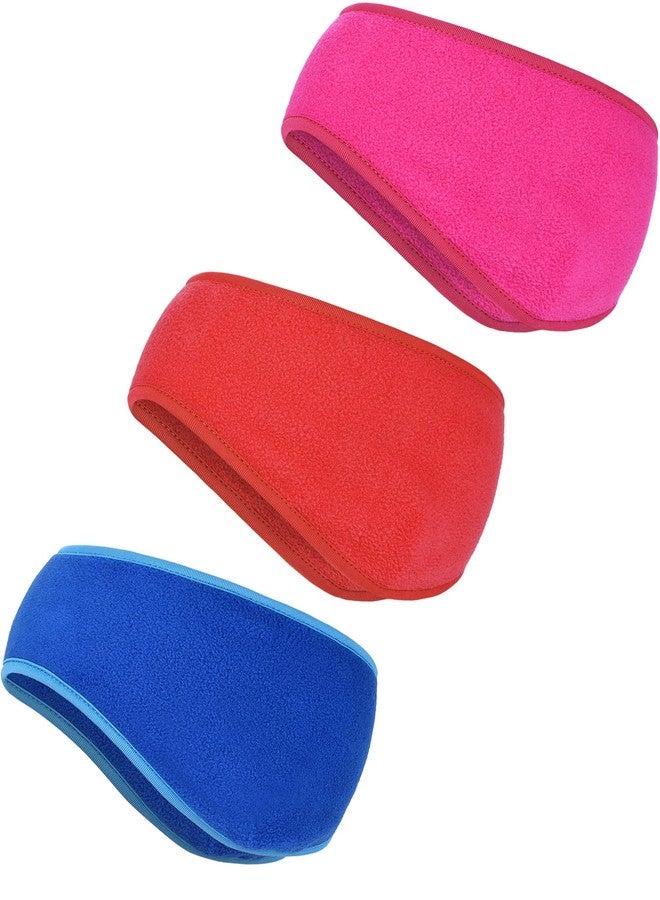 BBTO 3 Pcs Fleece Ear Warmers Muffs for Men Women Headband Ear Muffs Winter Covers for Cold Weather Running Cycling Ski(Blue, Red, Rosy) - Image 1